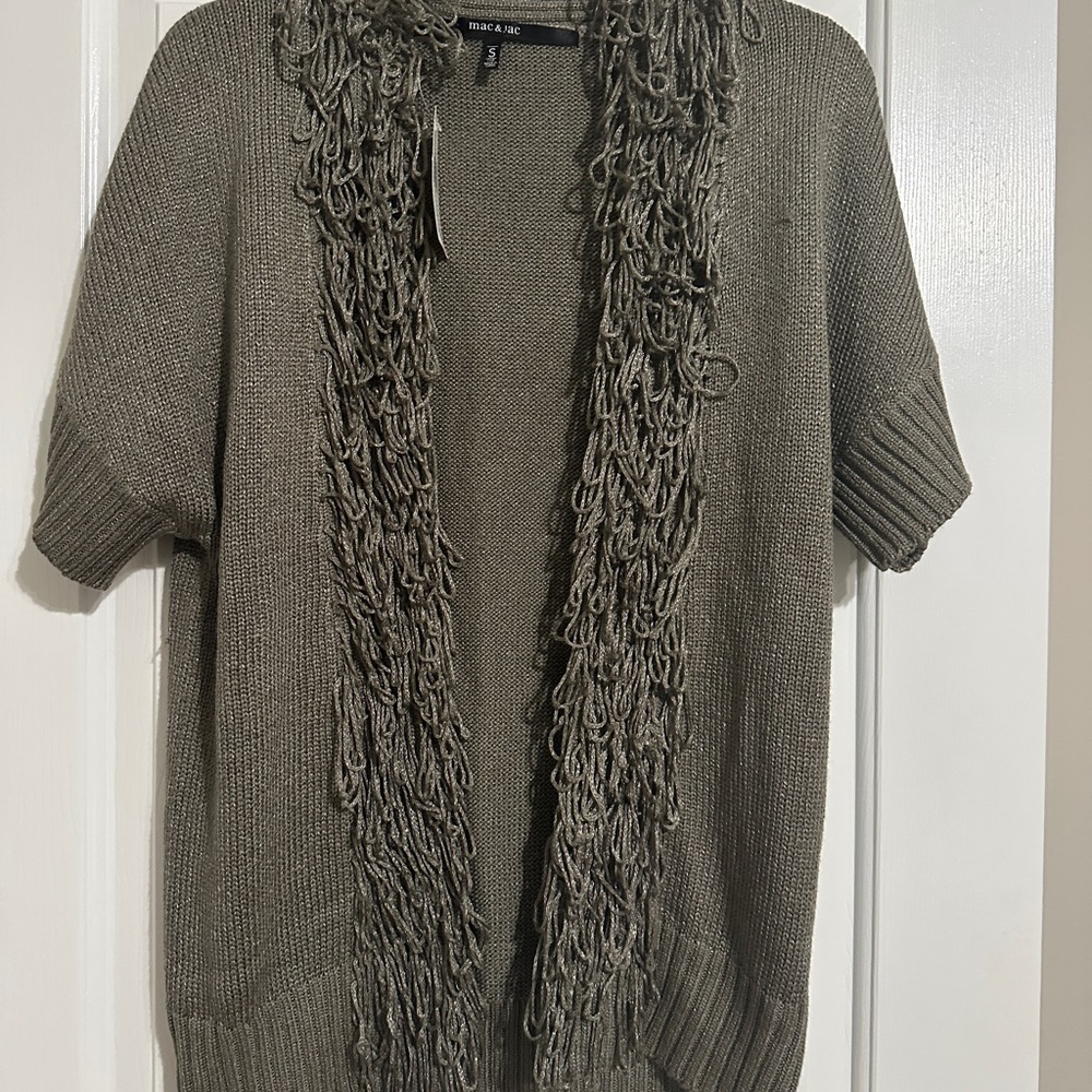 Ladies mac & jac Khaki Cardigan with Textured Trim